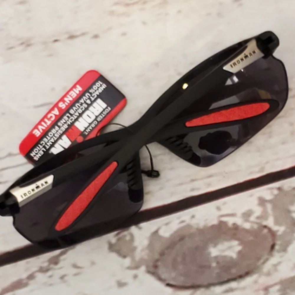 Foster Grant Iron Man men's active plastic frame sporty sunglasses black, red